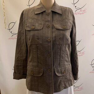 Trousers Jacket. Size Medium. Tab Cuffs. Brown Textured. 4 Pockets. B63.